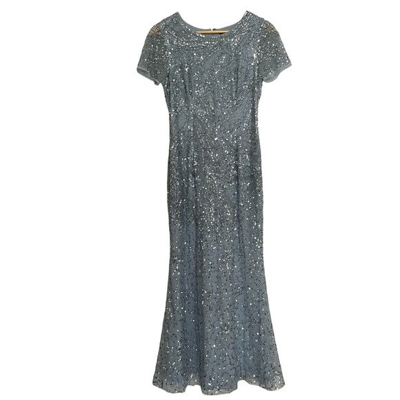 Adrianna Papell Dresses & Skirts - Adrianna Papell Short Sleeve Sequin Formal Ball Gown S 4 Cocktail Evening Dress